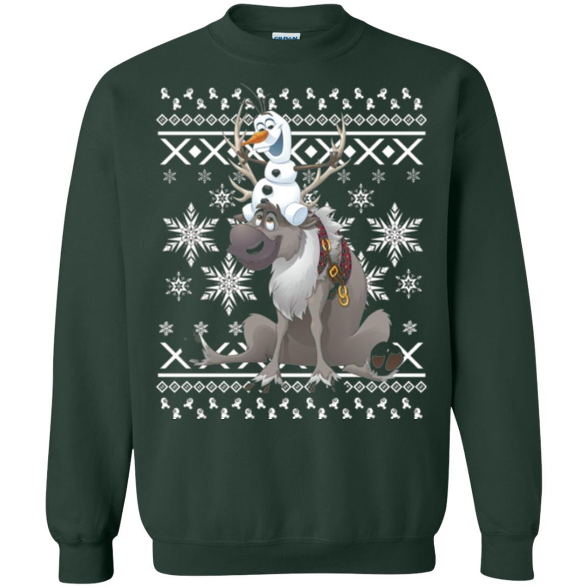 Film T-shirt Frozen Olaf Sven Riding Antler Forest Green