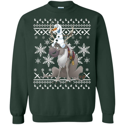 Film T-shirt Frozen Olaf Sven Riding Antler Forest Green