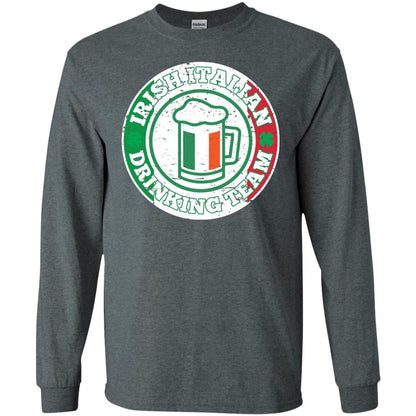 Irish Italian Drinking Team Italy Flag St Patrick_s Day T-shirt Dark Heather