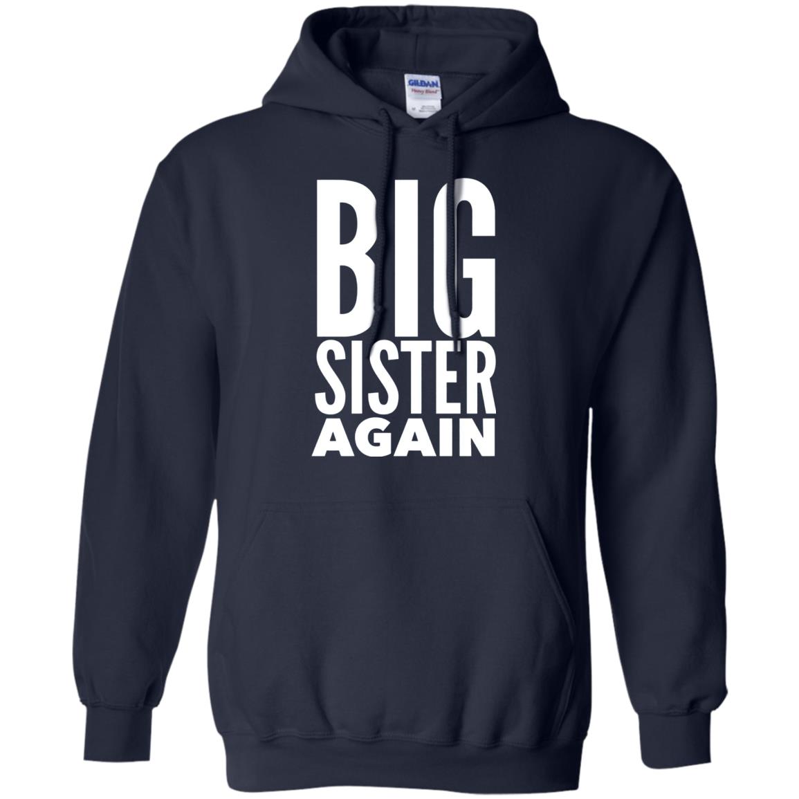 Big Sister Again Sibling Family T-shirt Navy