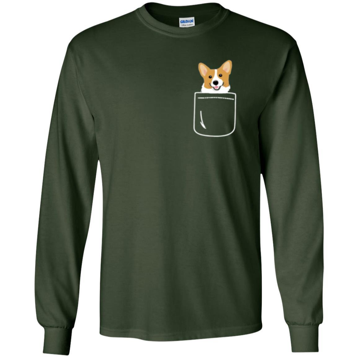 Puppy Dog Lover T-shirt Corgi In Your Front Pocket Forest Green