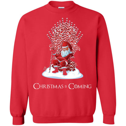 Funny Christmas T-shirt Santa Candy Cane Throne Red