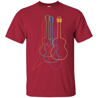 Colored Guitars Electric Acoustic Classical T-shirt Cardinal