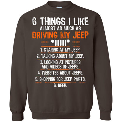 Funny Off Road Driving T-shirt 6 Things I Like Almost As Much As Dark Chocolate