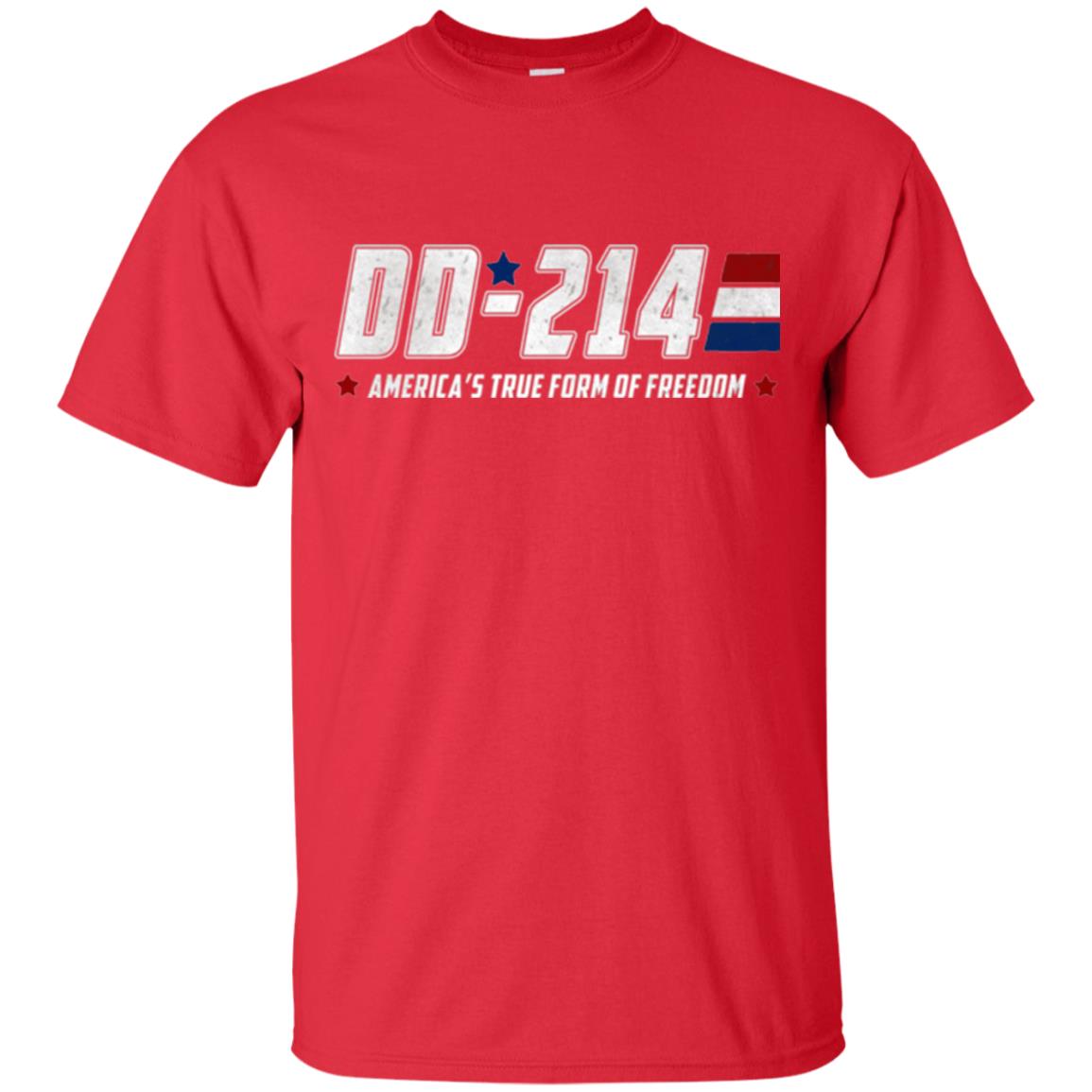 Military T-shirt Dd-214 America_s True Form Of Freedom Red