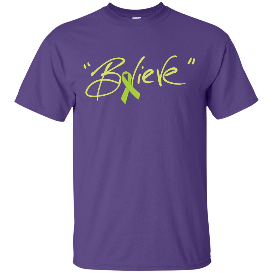 Lymphoma Symptoms Awareness Shirt Lime Ribbon Believe Purple