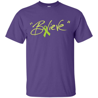 Lymphoma Symptoms Awareness Shirt Lime Ribbon Believe Purple
