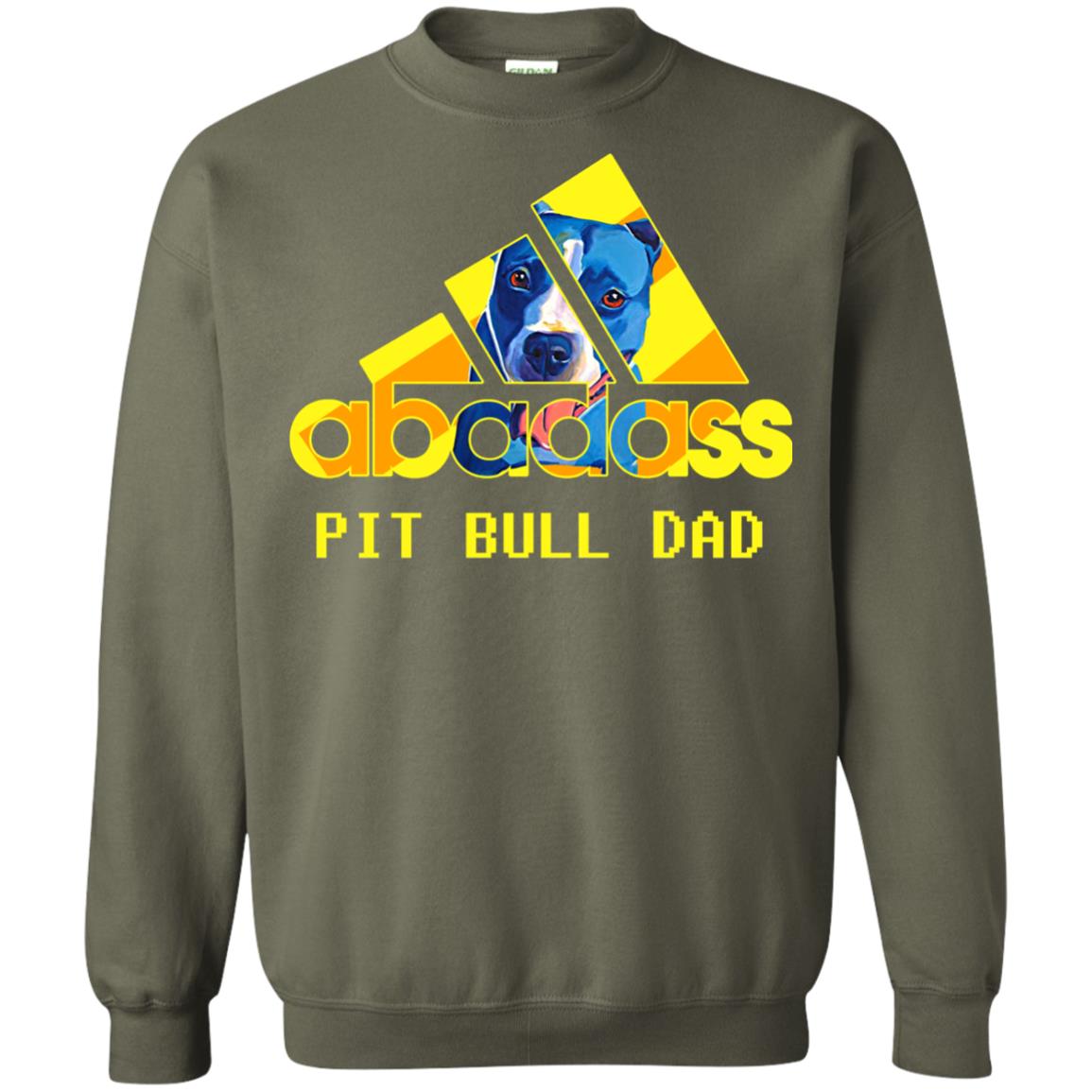 Abadass Pit Bull Dad Daddy Loves Pitbull Shirt Military Green