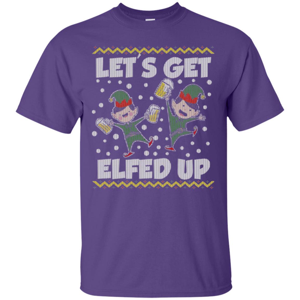 Christmas T-shirt Let's Get Elfed Up Purple