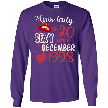 This Lady Is 20 Sexy Since December 1998 20th Birthday Shirt For December Womens Purple