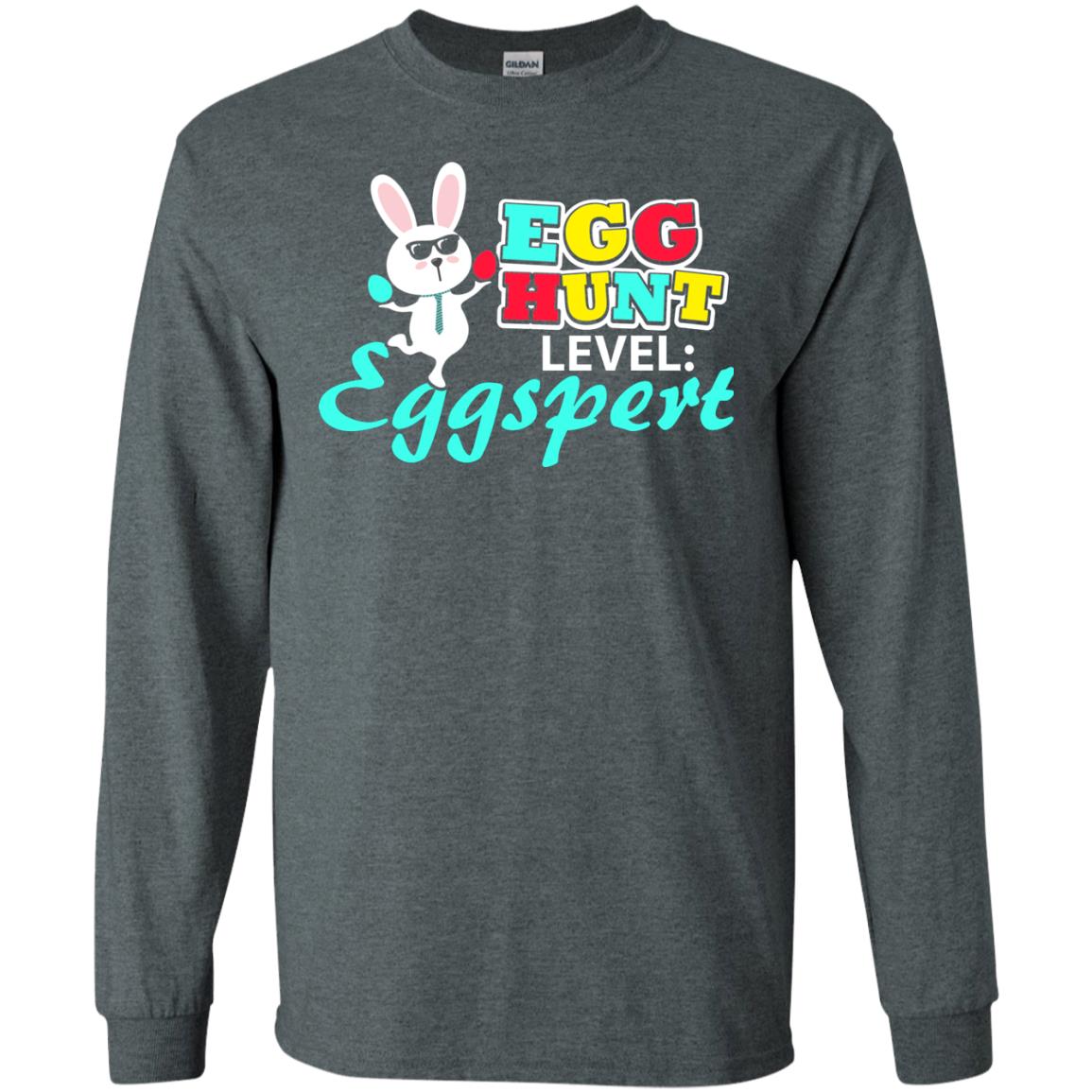 Egg Hunt Level Eggspert Easter Holiday T-shirt Dark Heather