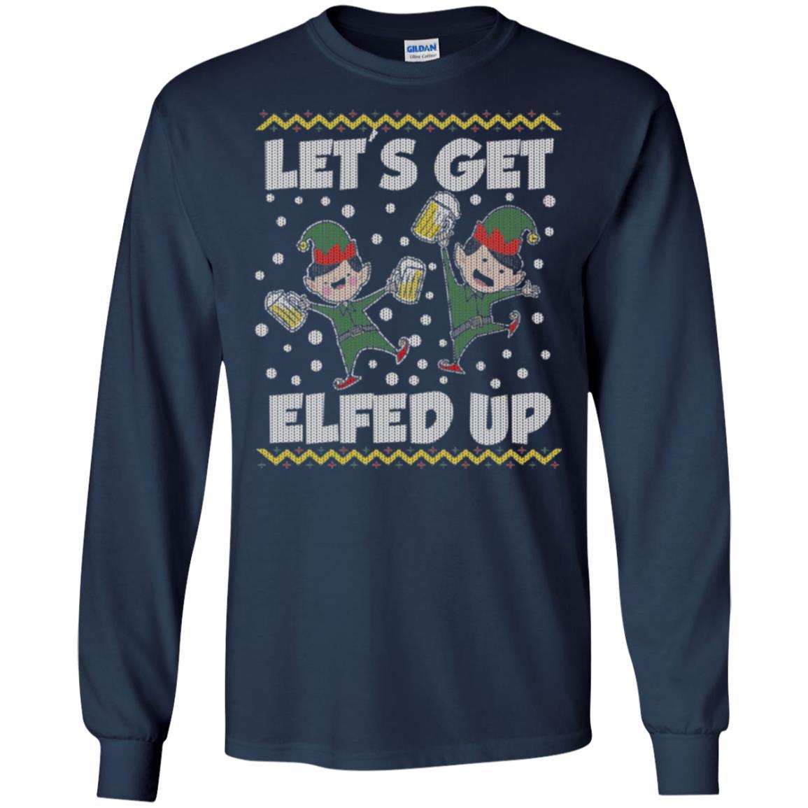 Christmas T-shirt Let's Get Elfed Up Navy