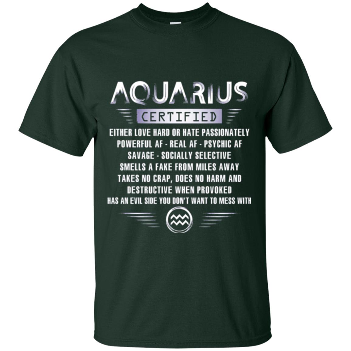 Aquarius Certified Either Love Hard T-shirt Forest Green
