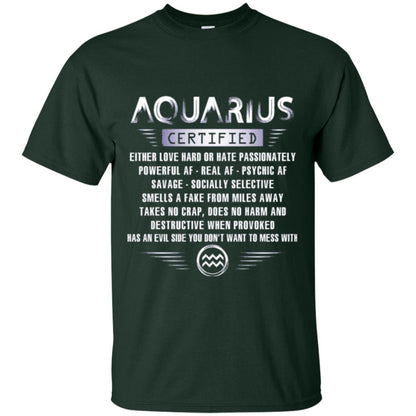 Aquarius Certified Either Love Hard T-shirt Forest Green