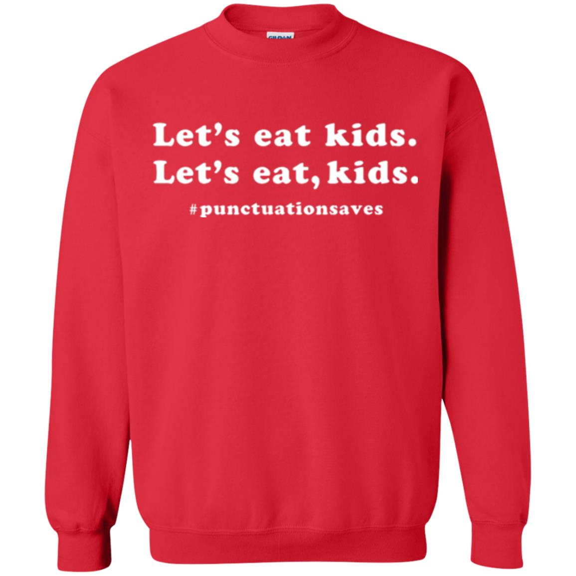 Funny Teacher T-shirt Let_s Eat Kids Punctuation Saves Red