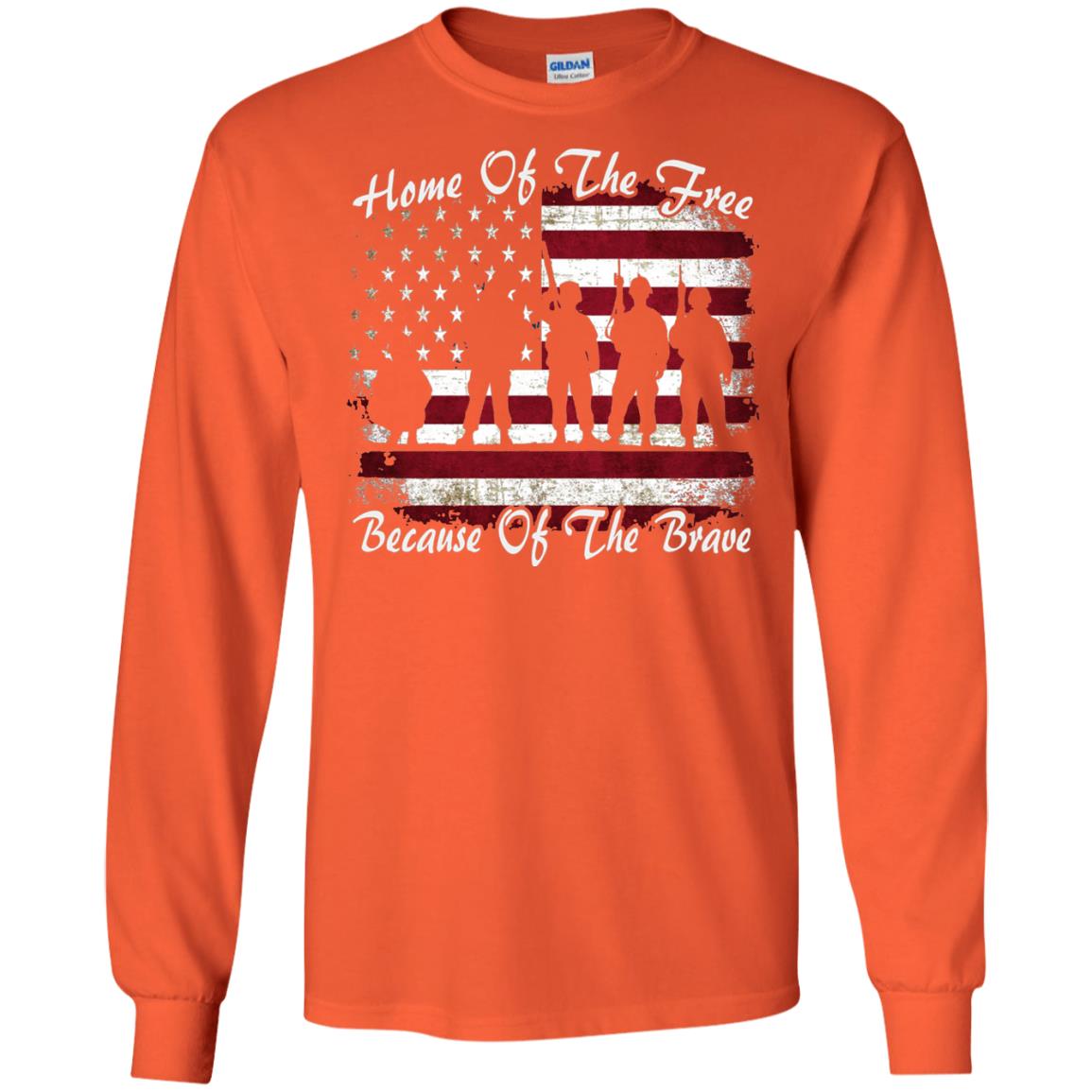 Home Of The Free Because Of The Brave Flag Military Shirt Orange