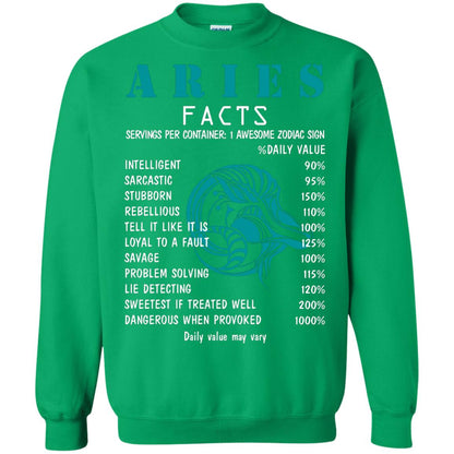 Aries Facts 1 Awesome Zodiac Sign Gift Shirt For Aries Horoscope Irish Green