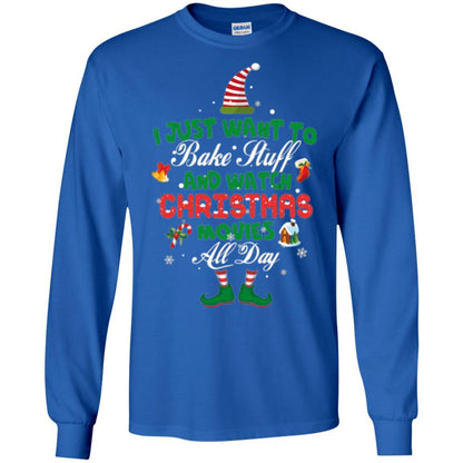 Christmas T-shirt I Just Want To Bake Stuff And Watch Christmas Movies Royal