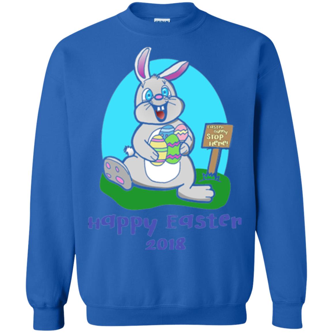 Easter Bunny Stop Here Funny Easter Day T-shirt Royal