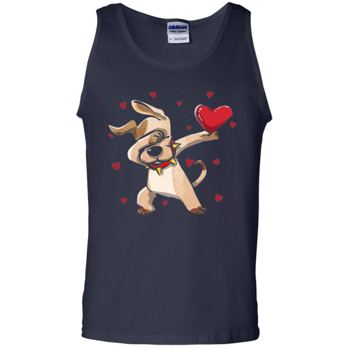 Funny Dabbing Dog Valentine_s Day T-shirt Navy
