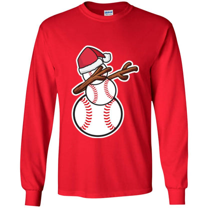 Christmas T-shirt Dabbing Snowman Baseball Red