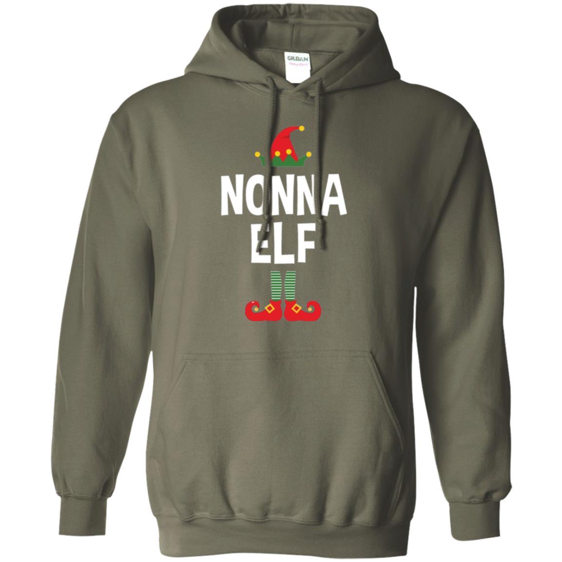 Christmas T-shirt Nonna Elf Christmas Pajamas Military Green