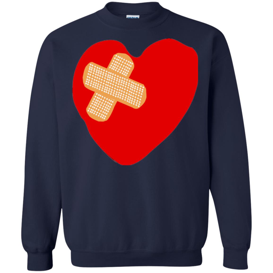 Funny Patched Up Heart Graphic T-shirt Navy