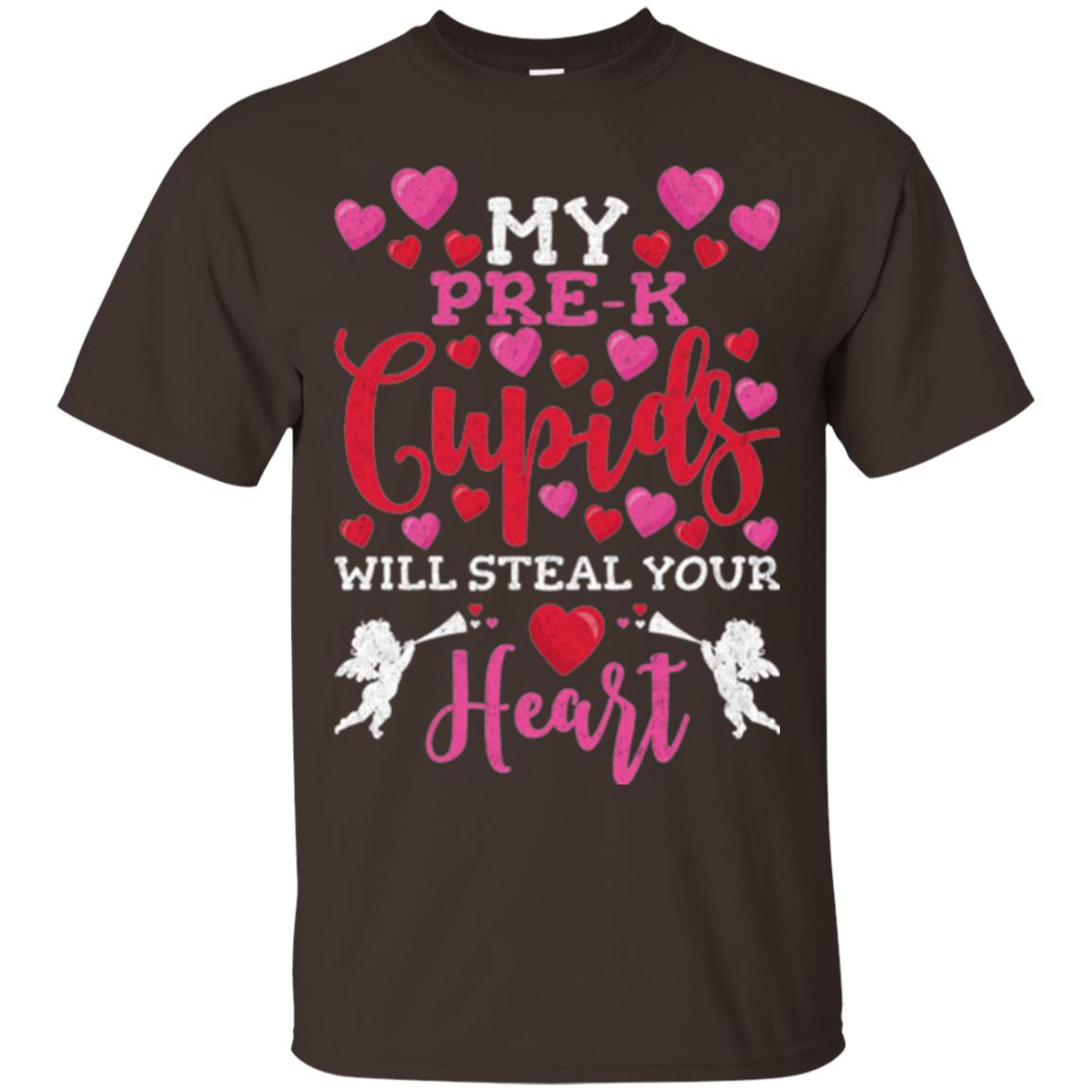 Teacher Valentines Day Shirt My Pre-k Cupids Will Steal Your Heart Dark Chocolate