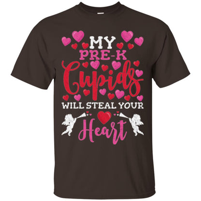 Teacher Valentines Day Shirt My Pre-k Cupids Will Steal Your Heart Dark Chocolate