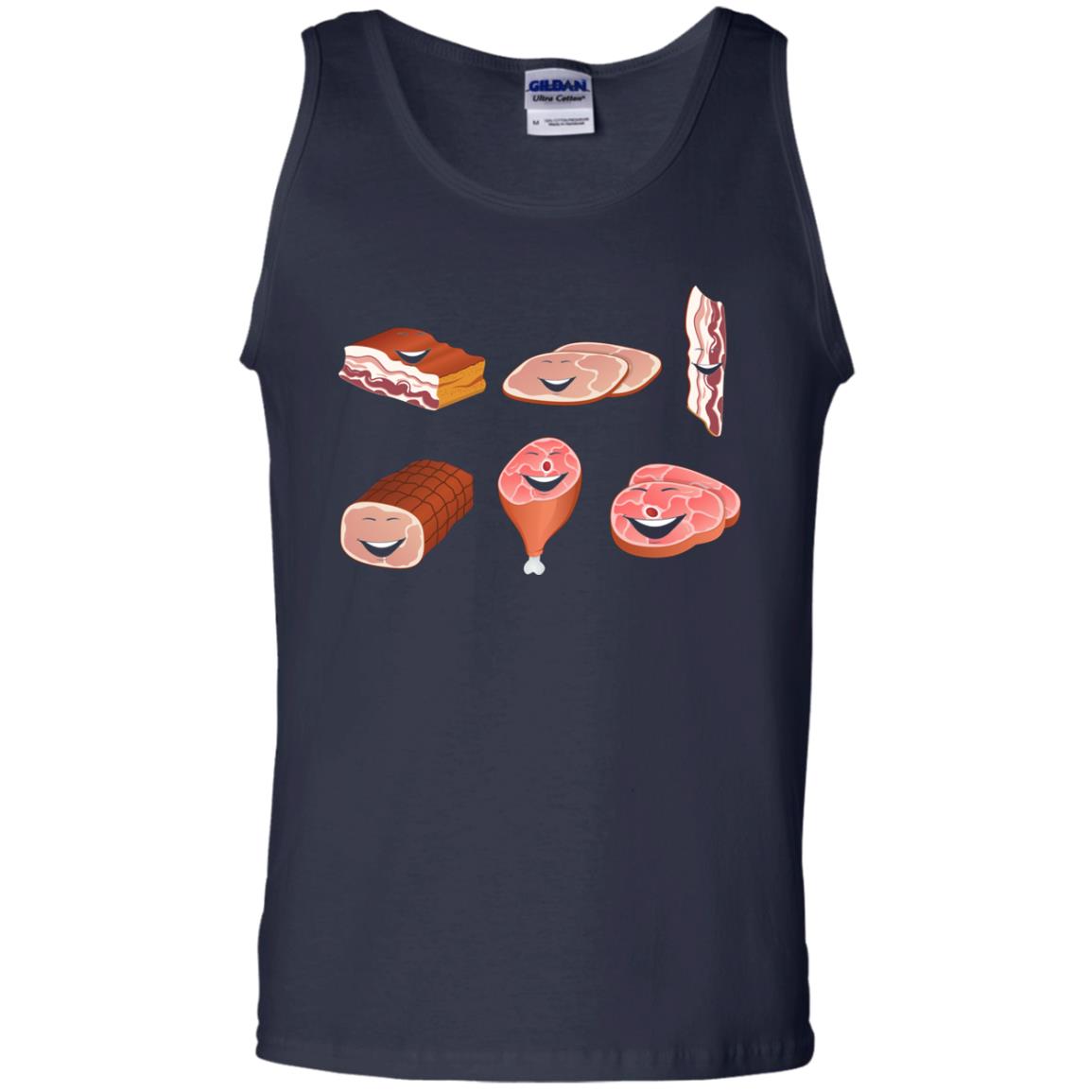 Funny Bbq T-shirt Meat Family Navy