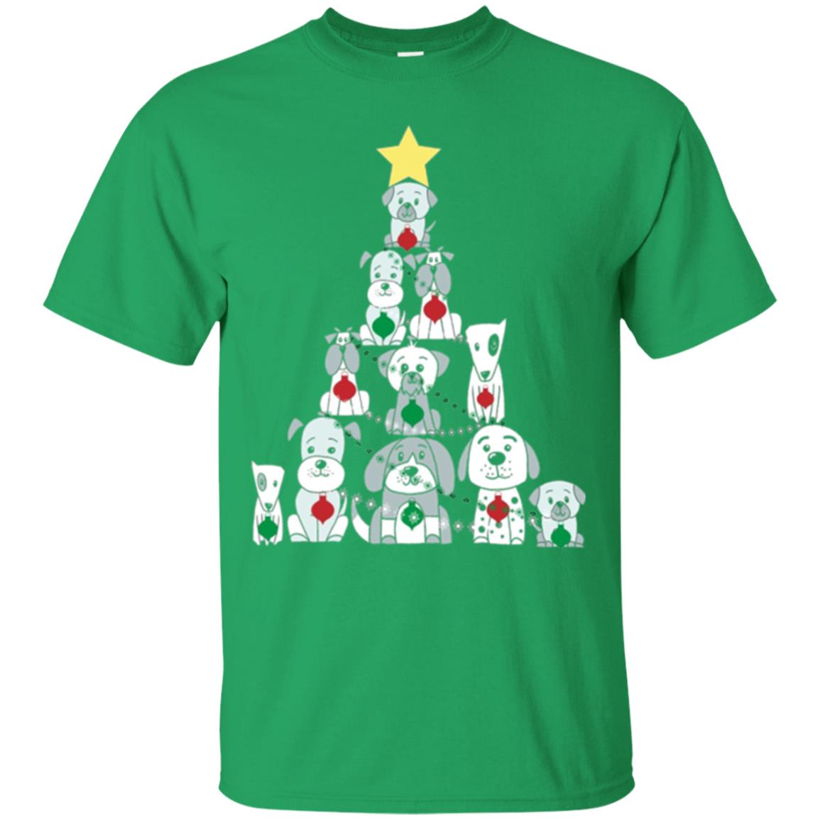 Dogs Lovers T-shirt Christmas Tree By Dogs Irish Green