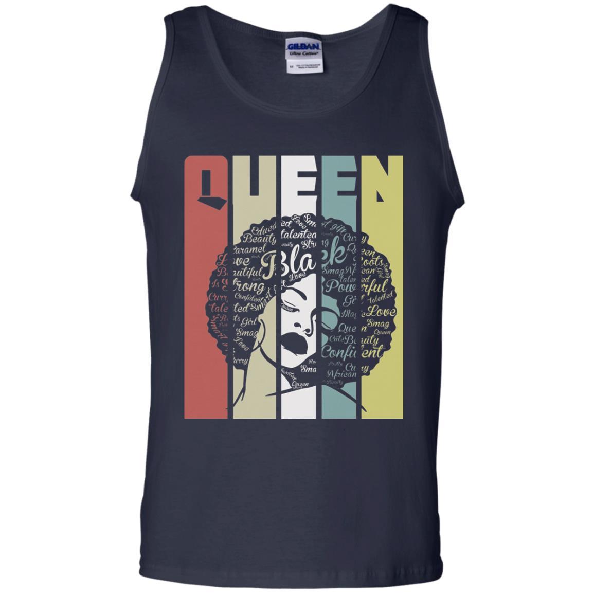 Vintage Retro Strong Black Woman With Natural Hair Afro T-Shirt Navy