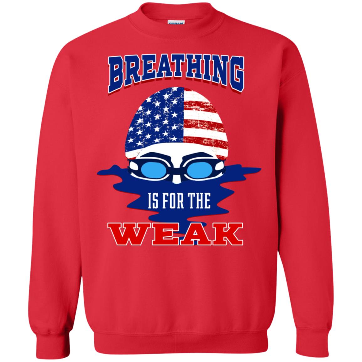 Breathing Is For The Weak Swimmer Gift Shirt Red