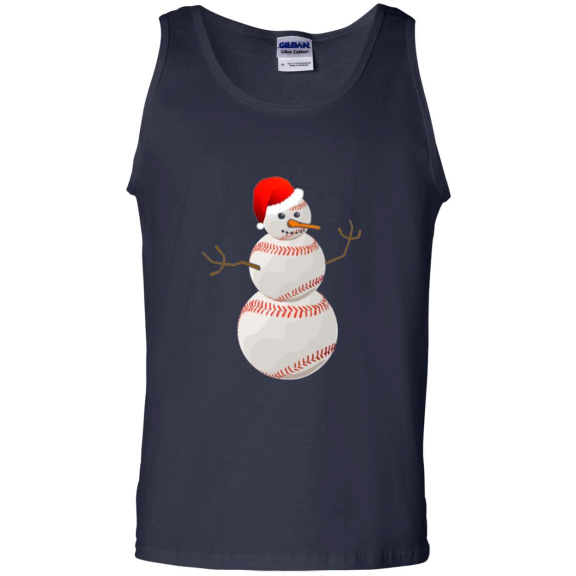 Christmas Baseball T-shirt Baseball Snowman Navy