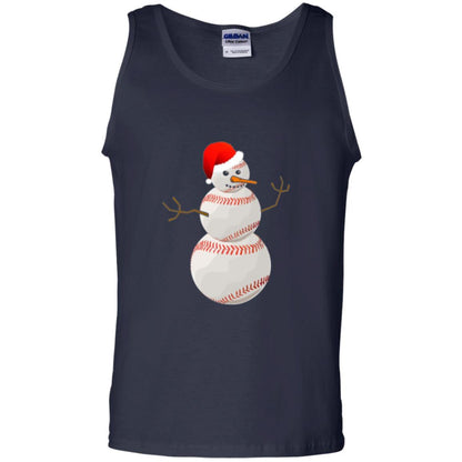 Christmas Baseball T-shirt Baseball Snowman Navy