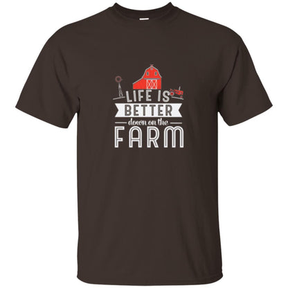 Life Is Better Down On The Farm Farmer T-shirt Dark Chocolate