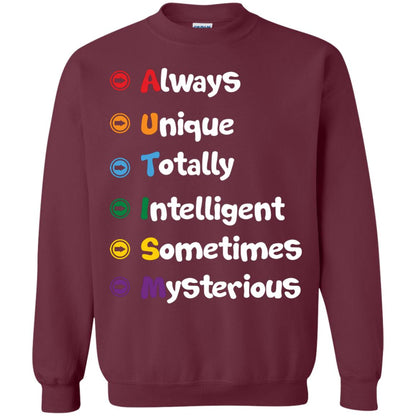 Always Unique Totally Intelligent Autism Awareness T-shirt Maroon