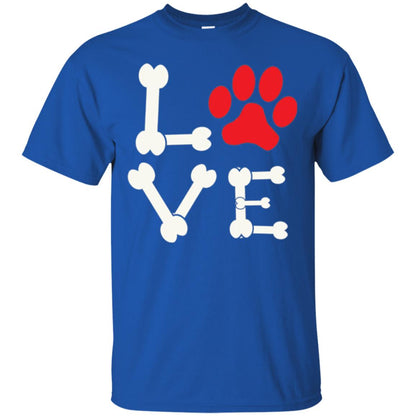 Love My Dog Red Pawprint Dog Bones T-shirt Royal
