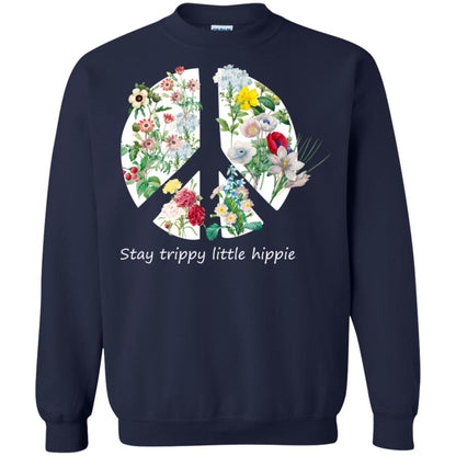 Stay Trippy Little Hippie Peace Sign Shirt Navy