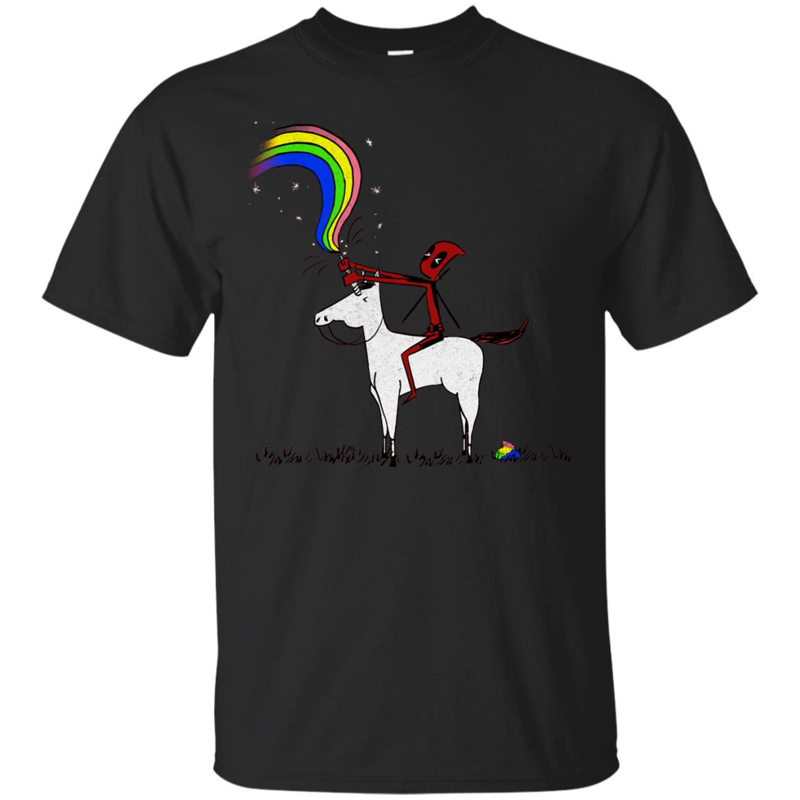 Deadpool With Unicorn Movie T-shirt Black