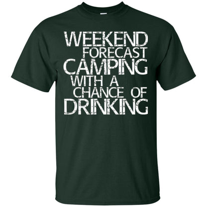 Wine Lovers T-shirt Weekend Forecast Camping Forest Green