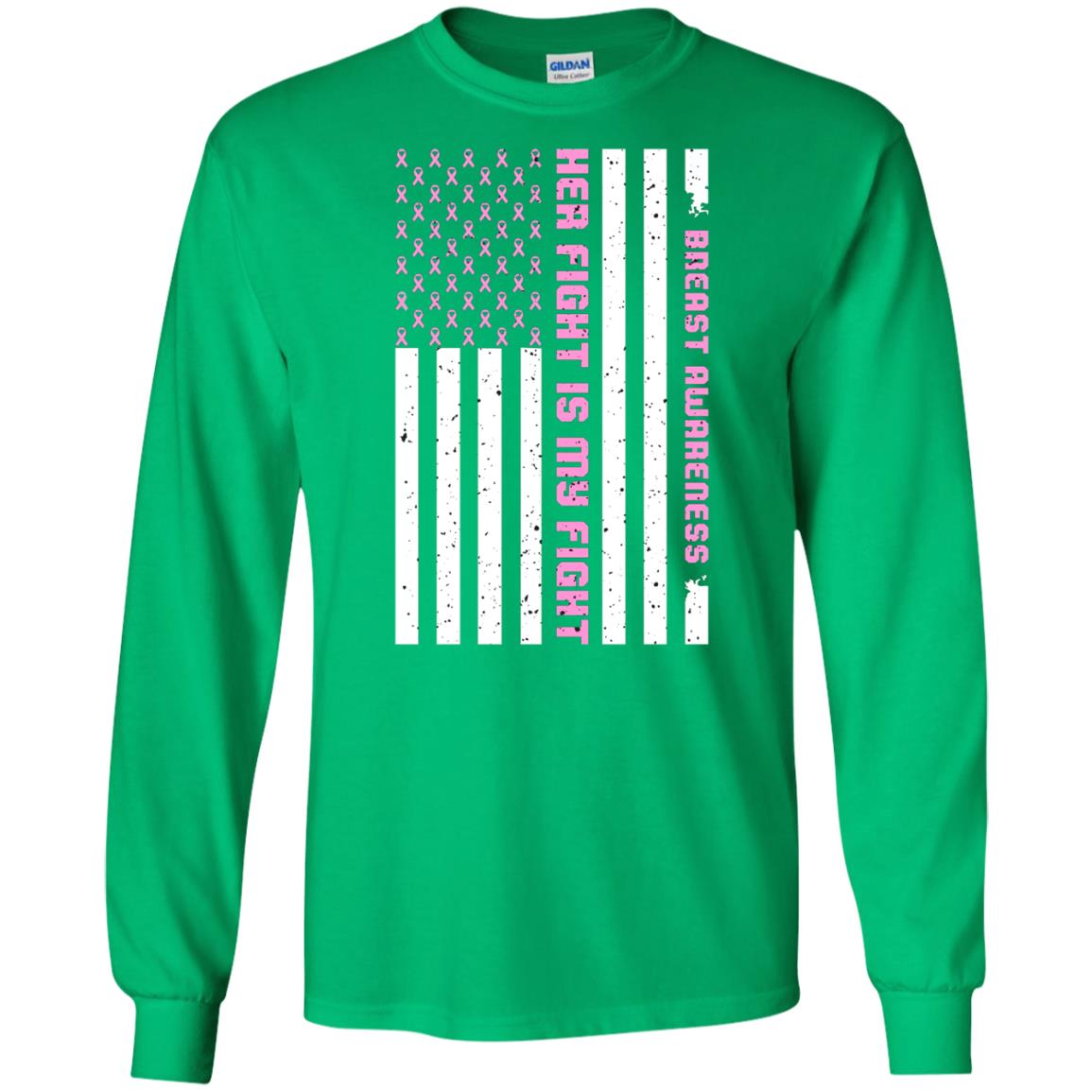 Breast Awareness His Fight Is My Fight Pink Ribbon Stars Flag Of Usa Shirt Irish Green