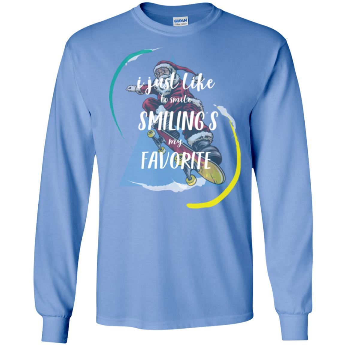 Christmas T-shirt I Just Like To Smile Smiling My Favorite Carolina Blue