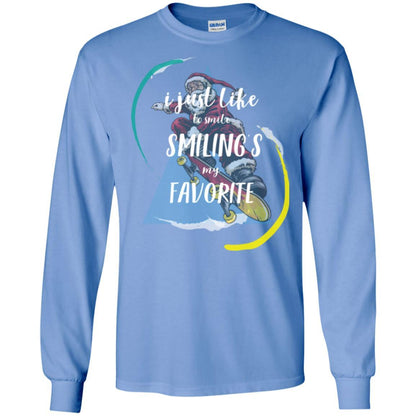 Christmas T-shirt I Just Like To Smile Smiling My Favorite Carolina Blue