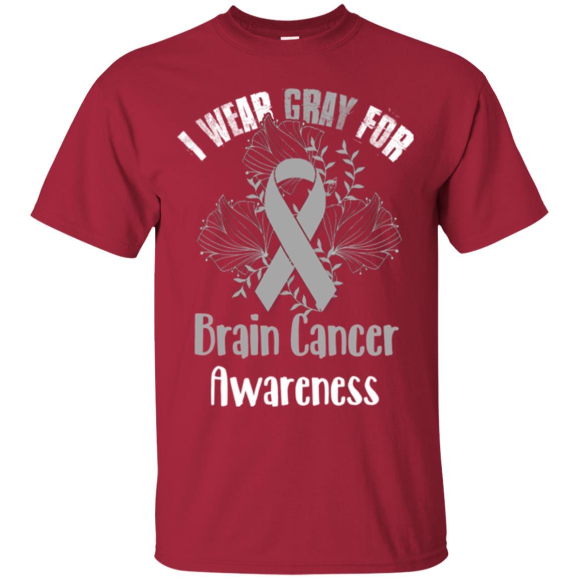 I Wear Gray For Brain Cancer Awareness T-shirt Cardinal