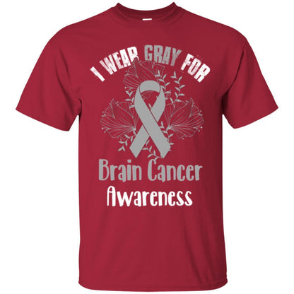 I Wear Gray For Brain Cancer Awareness T-shirt Cardinal