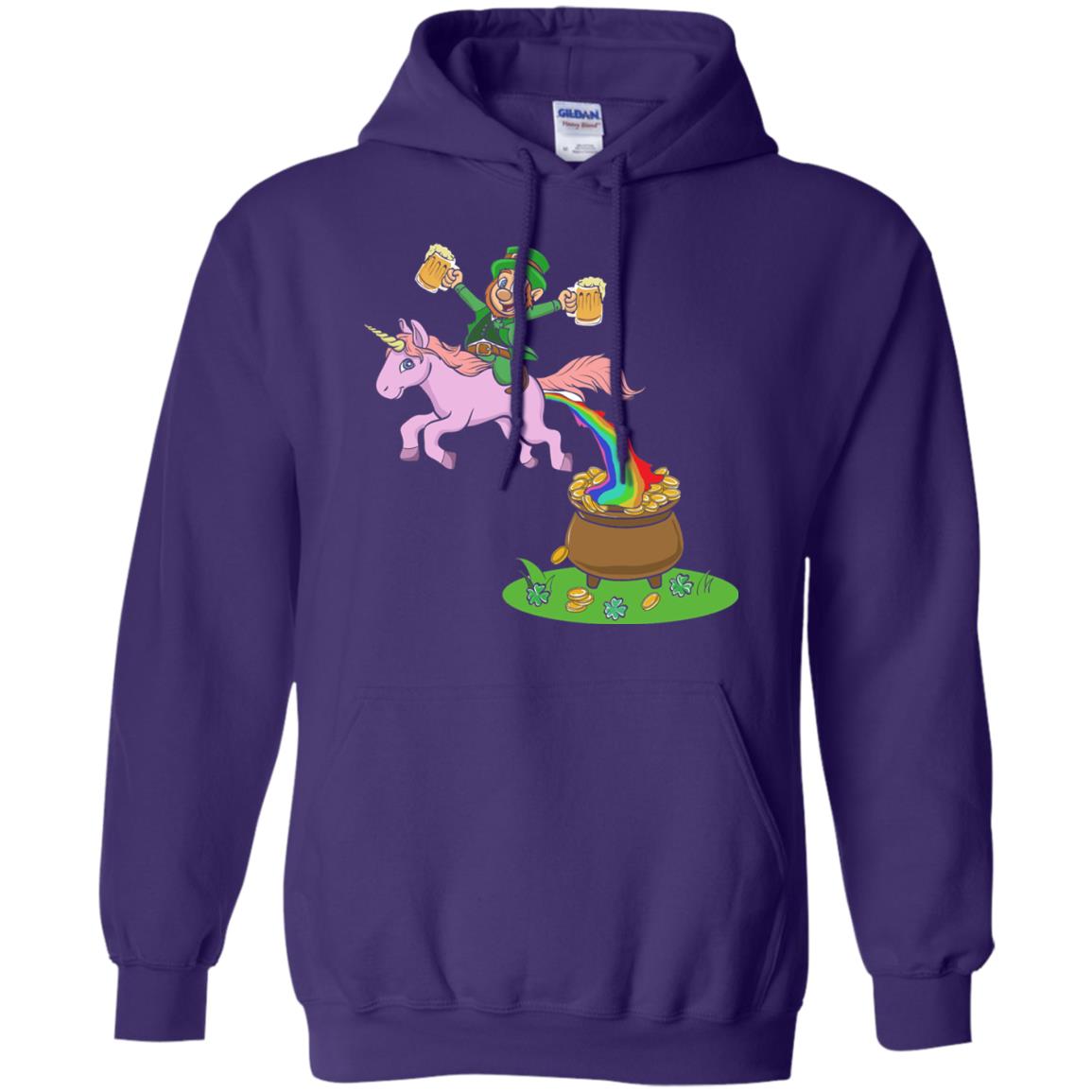 Leprechaun Riding A Unicorn Funny St Patricks Day T-shirt Purple