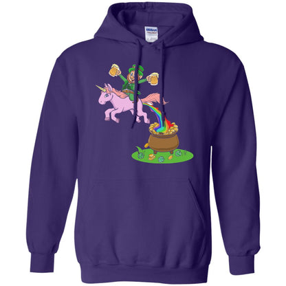 Leprechaun Riding A Unicorn Funny St Patricks Day T-shirt Purple