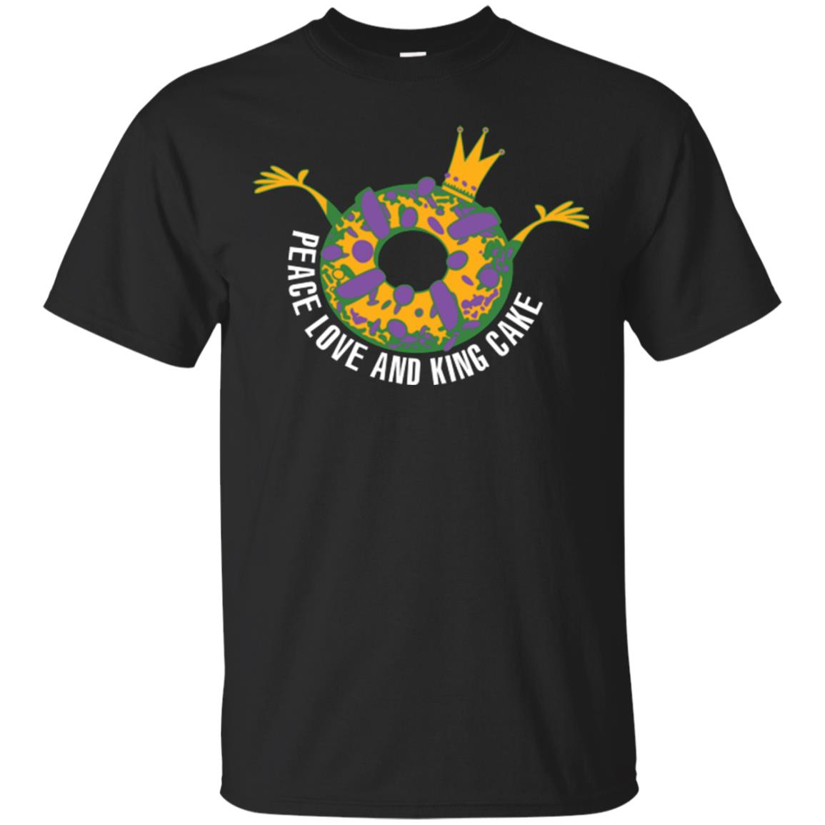 Mardi Gras T-shirt Peace Love And King Cake Black