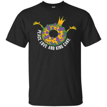 Mardi Gras T-shirt Peace Love And King Cake Black